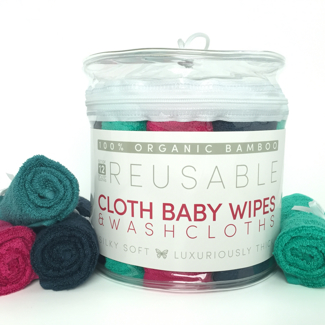 100% Organic Bamboo Reusable Cloth Baby Wipes & Washcloths